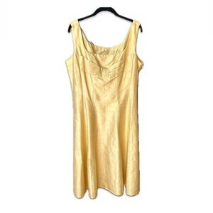 Eliza J 100% Silk Elegant Yellow Sleeveless Dress Size 14